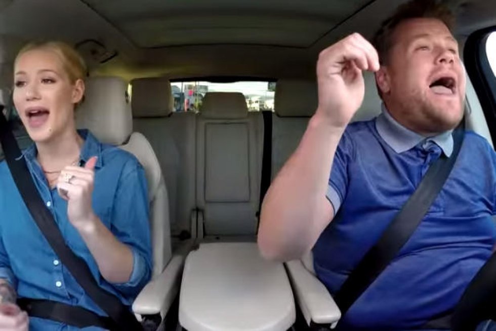 James Corden og Iggy Azalea synger Iggy-sange i bilen..