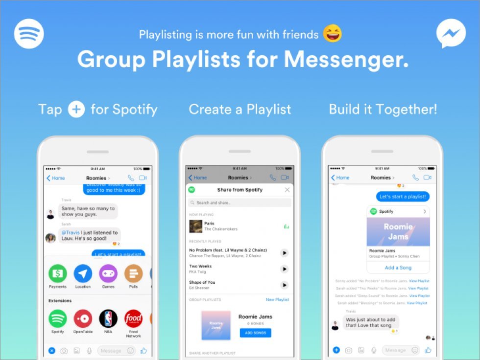 Spotify lancerer gruppelistefunktion i Facebook Messenger
