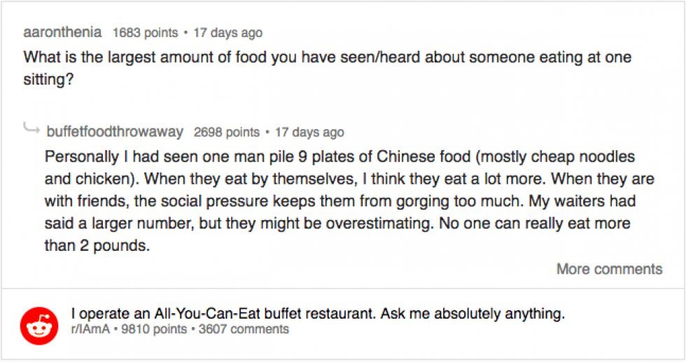 Restaurant-ejer svarer på, hvad du altid skal undgå til en buffet og mange andre spørgsmål på Reddit 