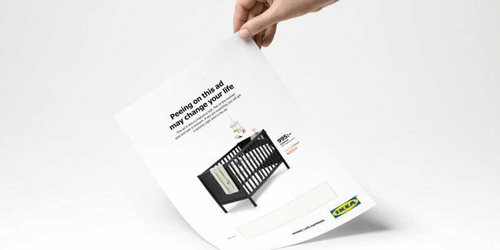 Tis på en IKEA-reklame og få rabat på en tremmeseng, hvis du er gravid 