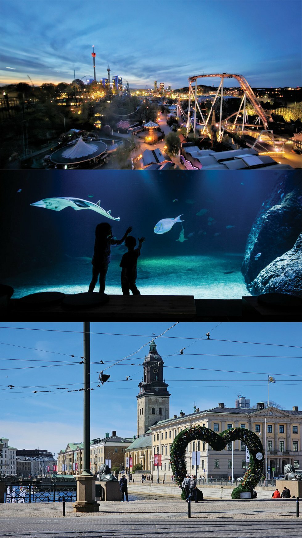 Fra toppen: Liseberg, Universeum - Fotograf: Ellika Henrikson, Göteborgs Stadsmuseum i hjertet af den indre by - Rejse-reportage: Göteborg - En herlig lille storby