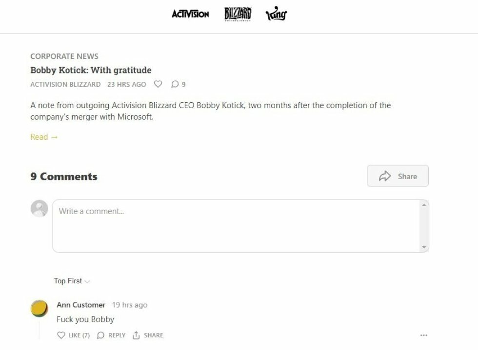 activisionblizzard.com/p/bobby-kotick-december-note/comments - Den kontroversielle gaming-CEO Bobby Kotick stopper hos Activision Blizzard