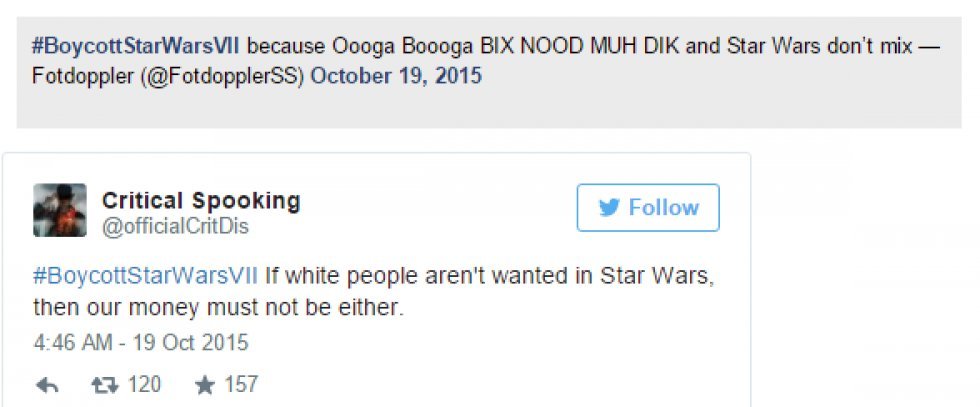 Visse folk boycotter Star Wars: The Force Awakens på grund af, at hovedpersonen er sort