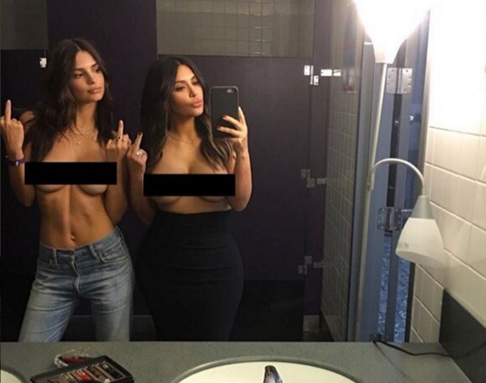 Emily Ratajkowski og Kim Kardashian giver fingeren til bodyshamers