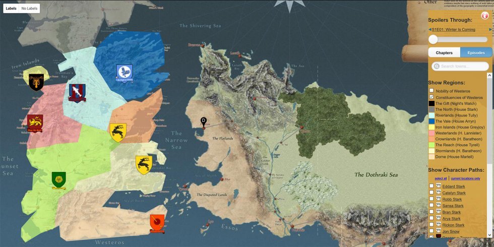 Prøv det interaktive kort over Game of Thrones-universet