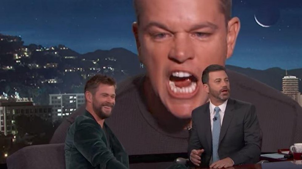 Matt Damon spolerer Jimmy Kimmels interview med Chris Hemsworth