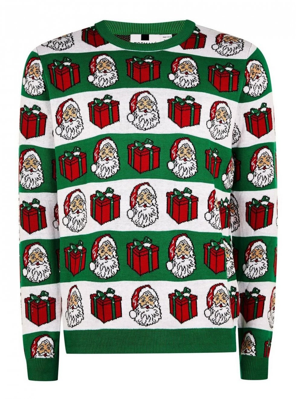 Topman - Christmas Green Block Stripe Santa Jumper, 270 kroner.  - Klar til julefrokost: 25 (grimme) juletrøjer 