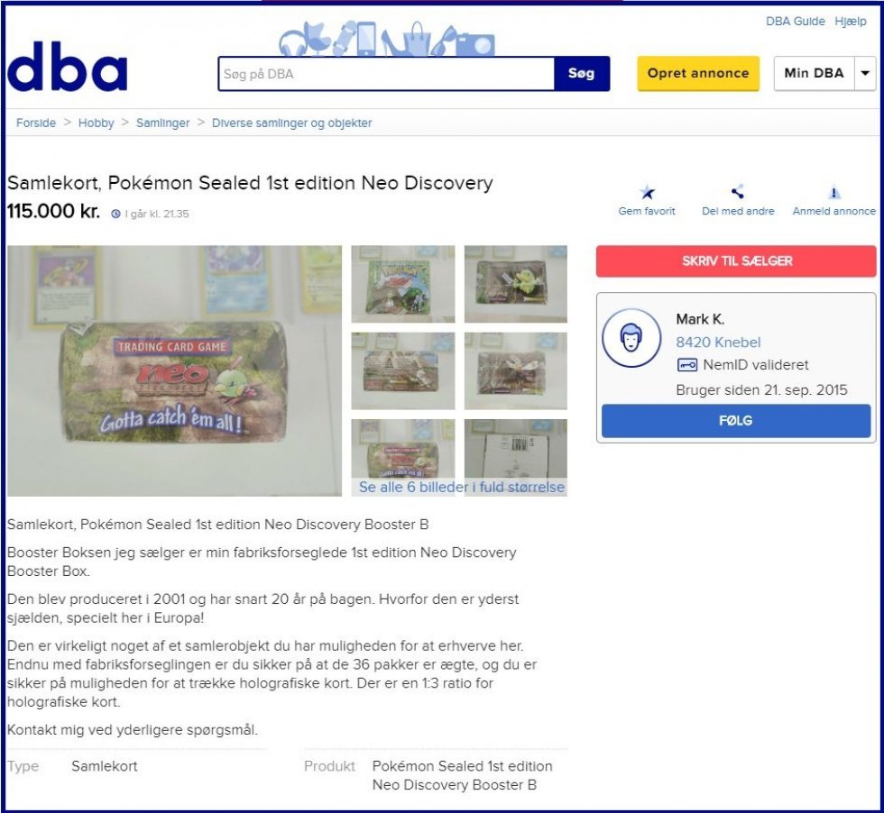 DBA - Mark sælger Pokémon-kort for 115.000 kroner