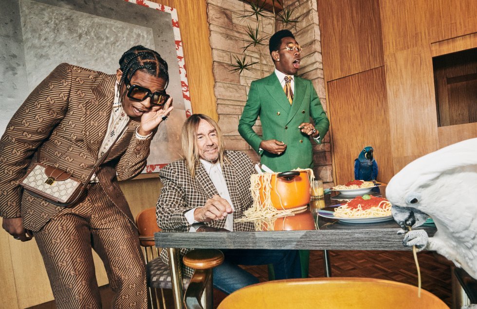 A$AP Rocky, Iggy Pop, Tyler the Creator og papegøjer er alle vævet ind i Guccis nye herrekollektion
