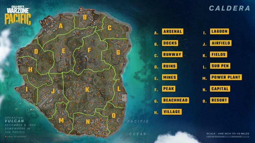Kort over Caldera - Grafik: Activision - Warzone siger farvel til Verdansk og aloha til Caldera