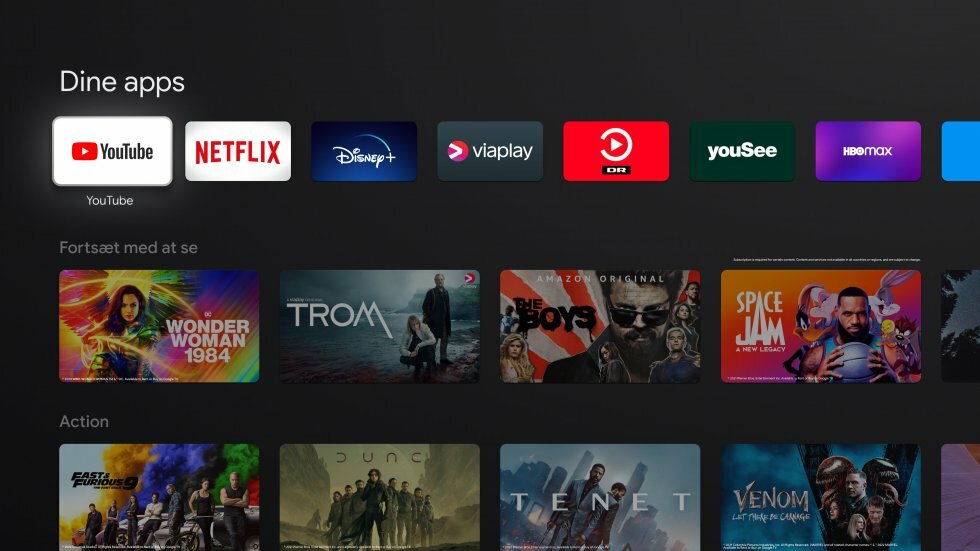 Google TV er præinstalleret med en række apps der er prominente på det danske marked, heriblandt DRTV og endda Apple TV+ - Ny Chromecast tryller dit fjernsyn om til Google TV