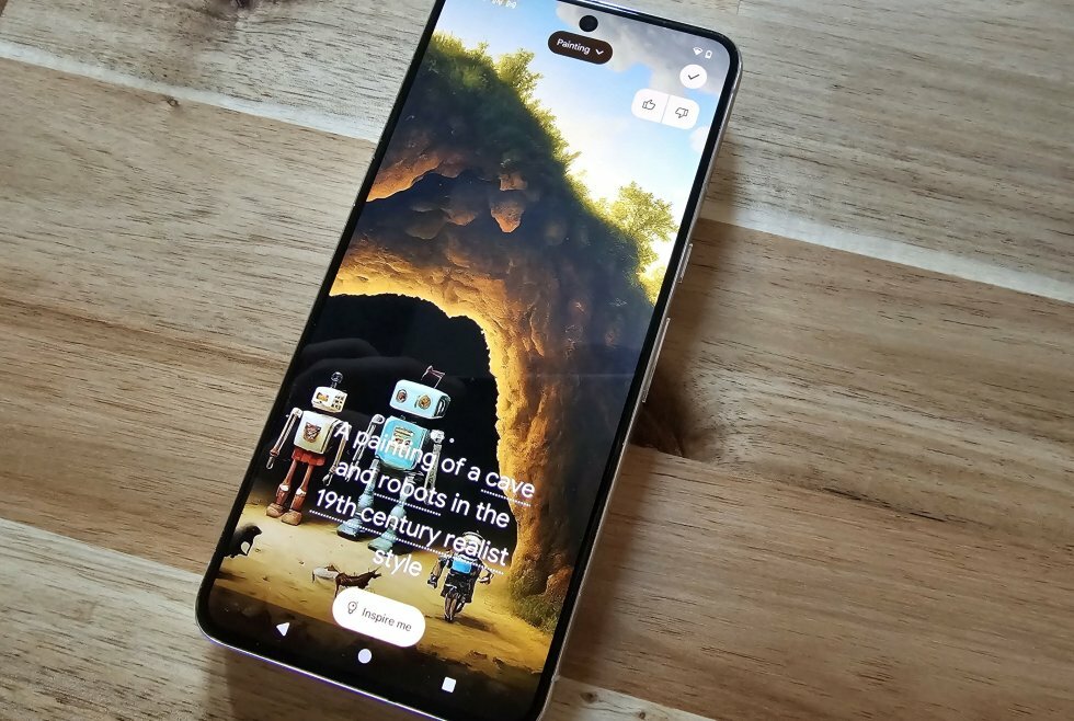 Pixel 8 Pro har AI-generative wallpapers - en af de sjovere gimmicks i Android 14 på denne mobil.  - Test: Pixel 8 Pro