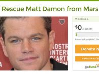 Matt Damon har fået sin egen fundraiser, fordi visse folk tror, The Martian sker i virkeligheden 