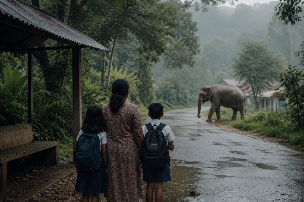 Mor dræbt af elefant foran sine børn på vej til skole